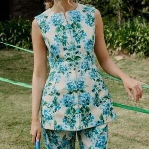 NWT Tuckernuck‎ Sleeveless Blue Water's Edge Hydrangea Rhoda Floral Tunic Top 4